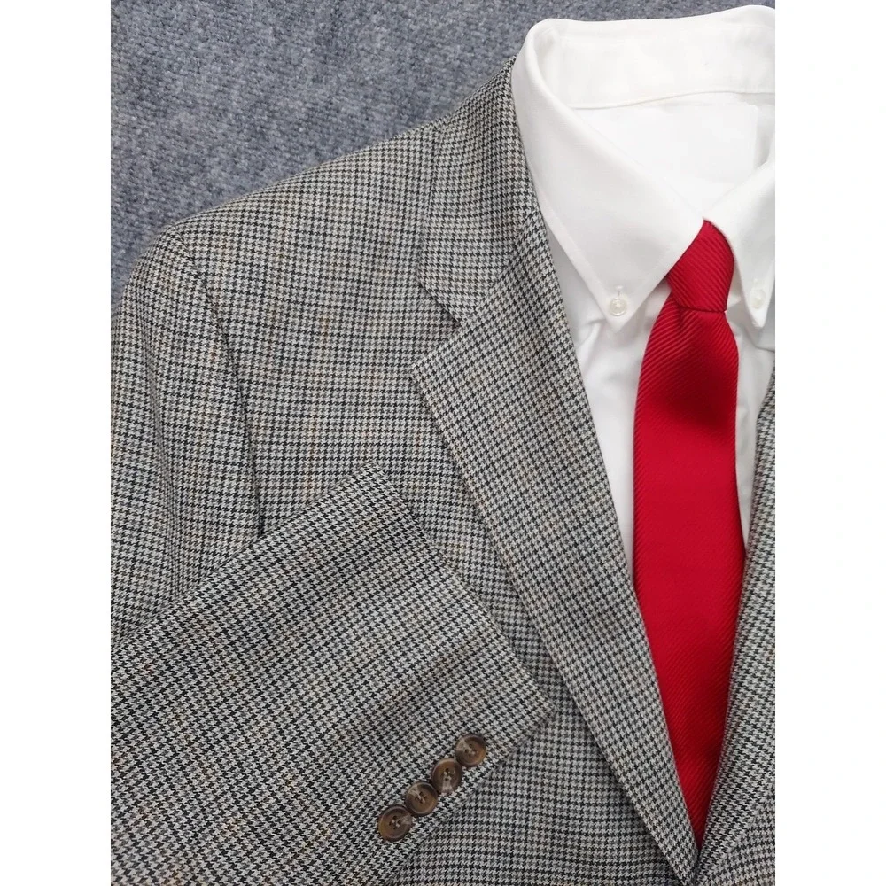 Chaps Ralph Lauren Blazer Mens 42 R Brown Plaid Silk Wool 2 Button Sportcoat